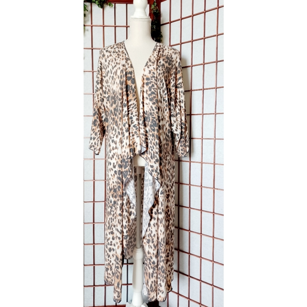 Lularoe Leopard Print Open Front Duster Cardigan - image 1